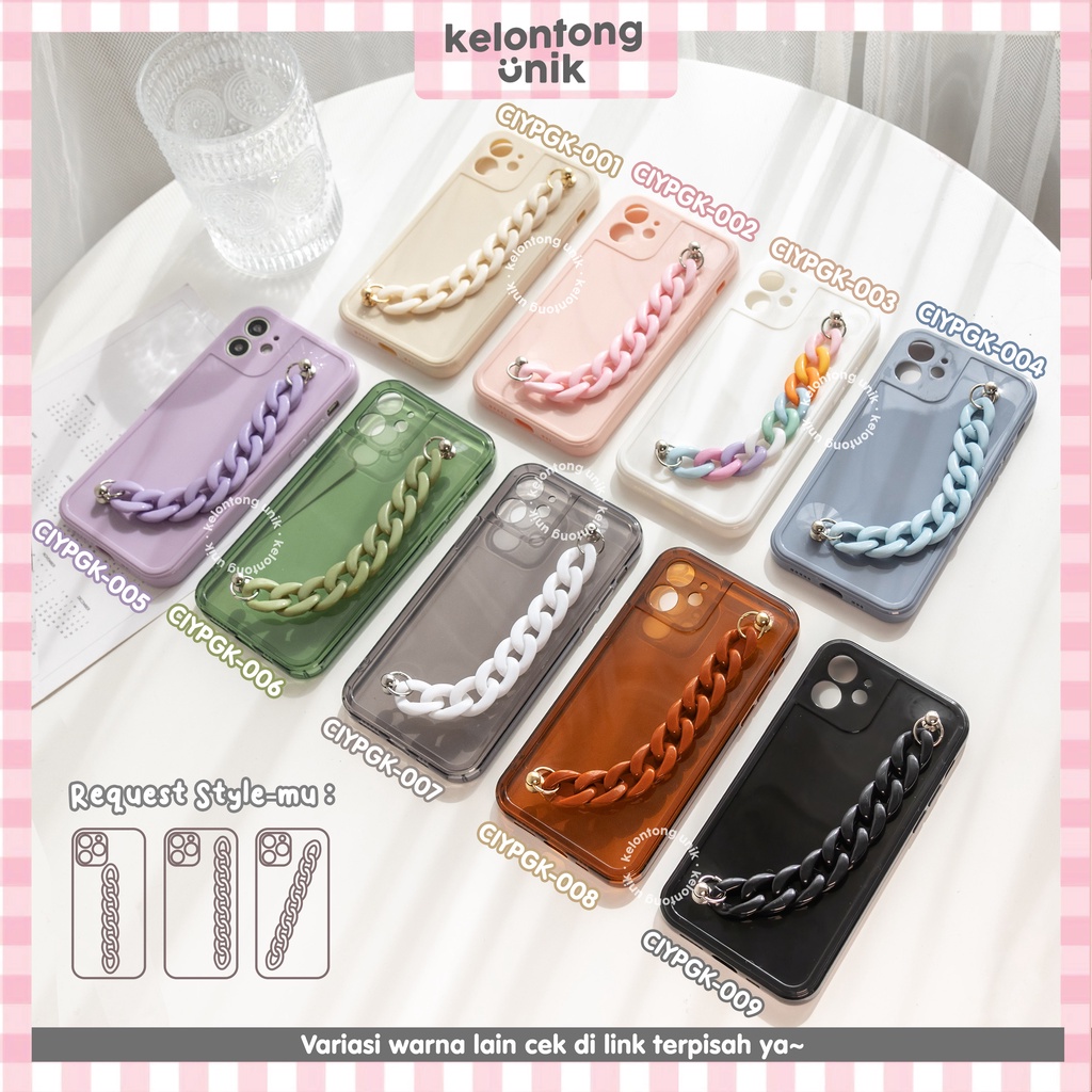 (Seri 3) For iPhone - Glossy Campro Soft Case + Glossy Chain Grip/ Chain Case Rantai