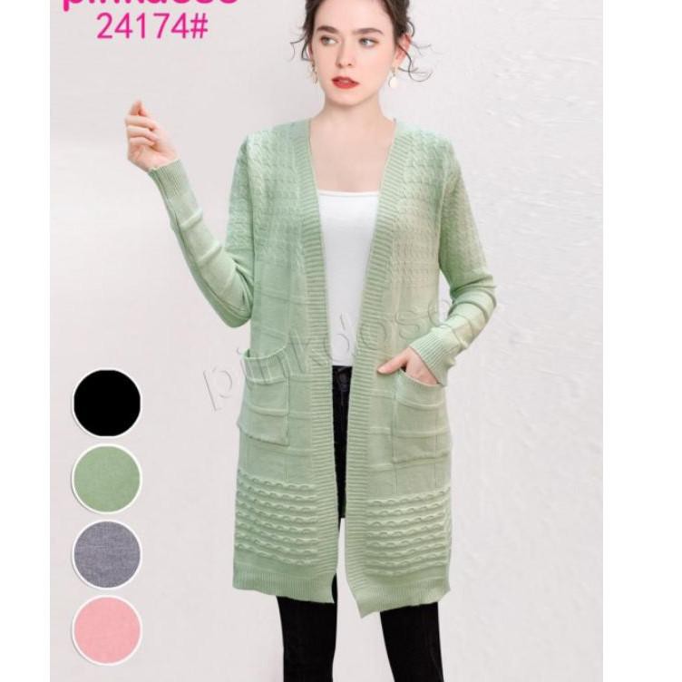 LONG CARDIGAN ATASAN RAJUT IMPORT PINKDOSE  .