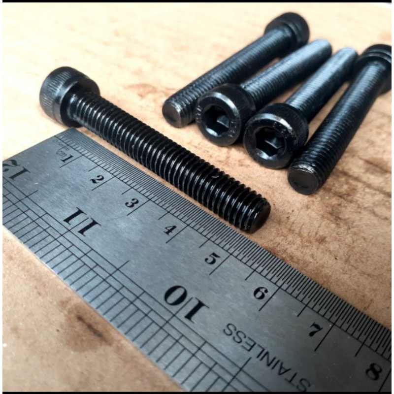 BAUT L M8X50 BAJA PANJANG 5 CM 5CM BAUD L BAJA M8 X 50 KUNCI L6 L 6 KUNCI PAS 12 13 FULL DRAT WARNA 