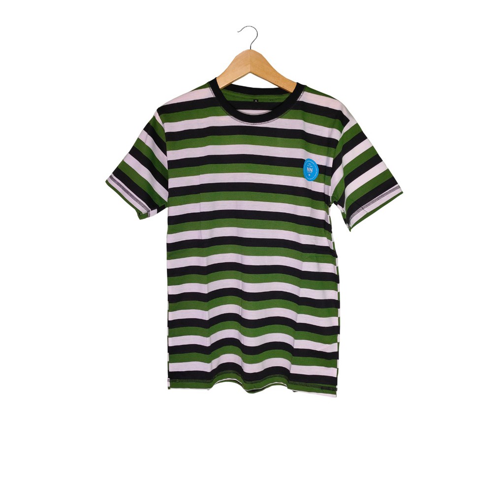 KAOS SALUR POLOS STRIPE WARNA HITAM-PUTIH-HIJAU BELANG BELANG PRIA DEWASA - BERKUALITAS -
