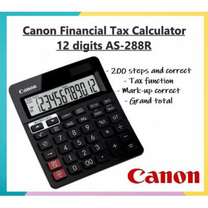 CANON CALCULATOR CHECK CORRECT 12 DIGIT AS 288R AS288R 288 R GARANSI