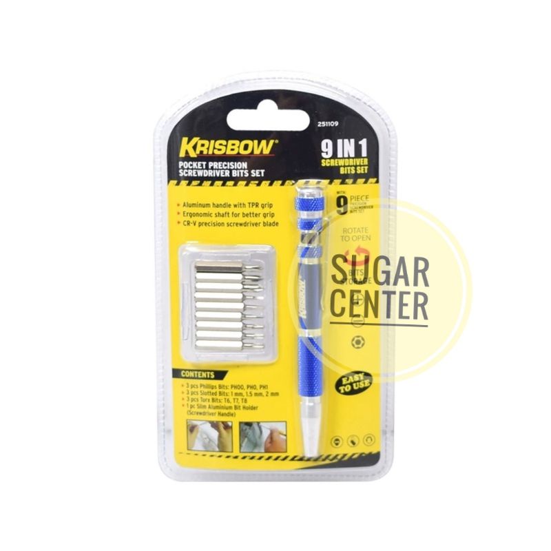 Krisbow Set Obeng Multifungsi 9 In 1/Set Obeng Ponsel/Set Obeng Kacamata/Set Obeng Krisbow