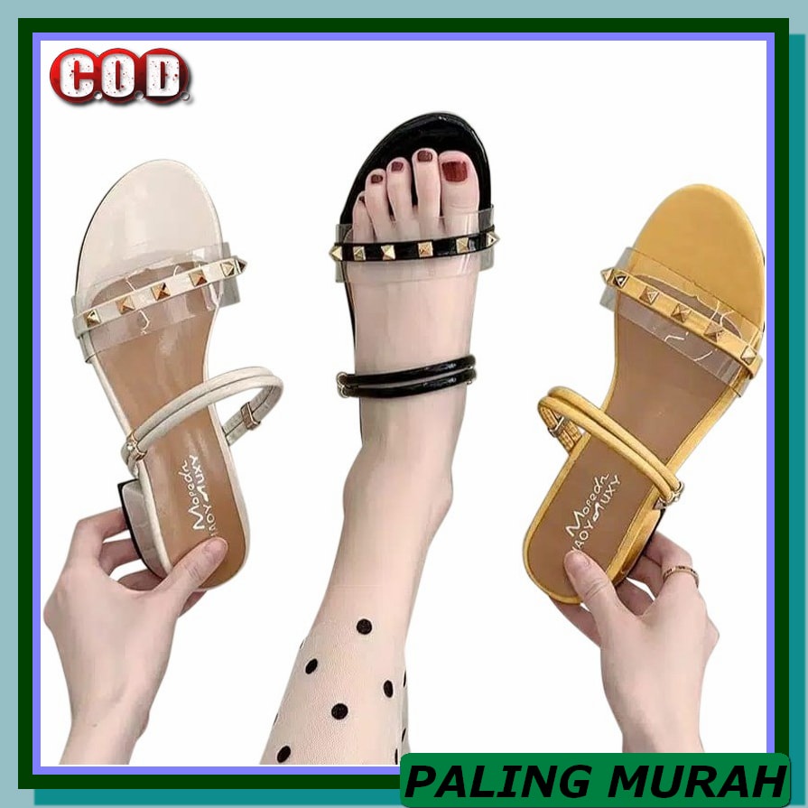 Heels Wanita Kerja Mewah Monna Vania Branded Import Batam Elegan  PD456 Sandal Hells Wanita Tali Mi