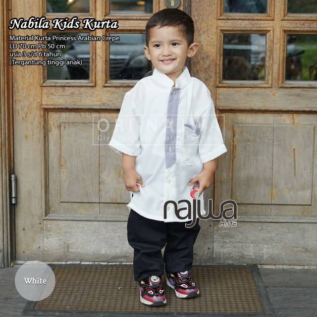 Nabila kurta kids ori by Najwa. Baju Koko anak polos