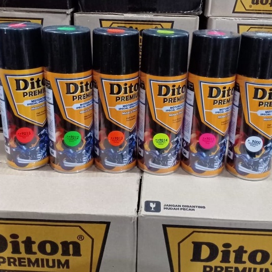Pilok Pilox Cat Semprot DITON Premium Warna Stabilo Fluorescent Yellow Green Pink Red Orange dan Primer Stabilo (400cc)