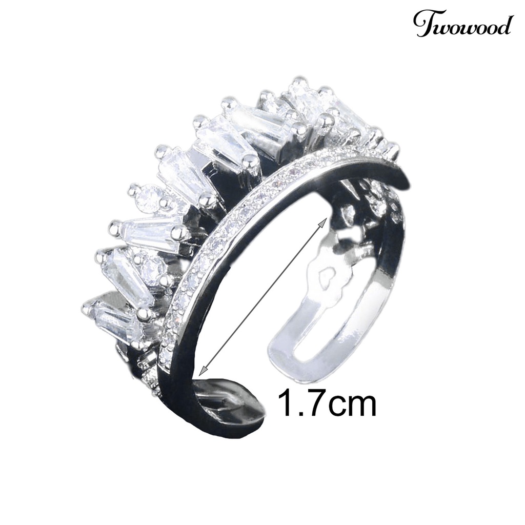 Cincin Berlian Imitasi Model Double Layer Adjustable Untuk Wanita