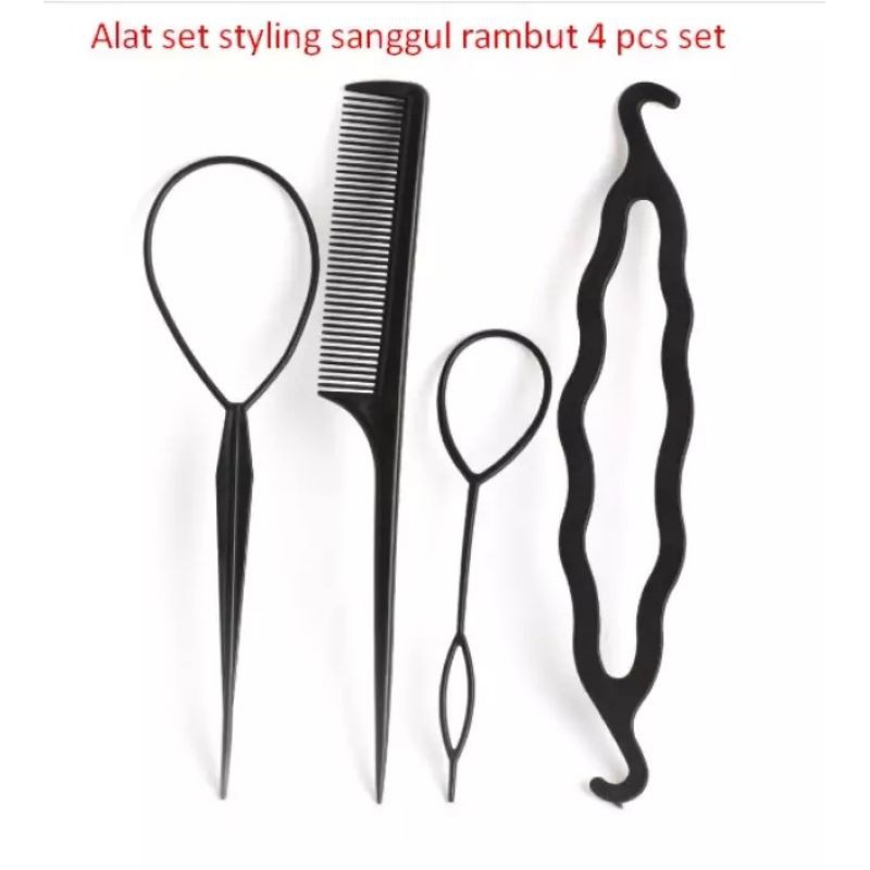 4Pcs/ SET Alat Styling Sanggul Rambut Kepang Konde /Alat Penata Rambut