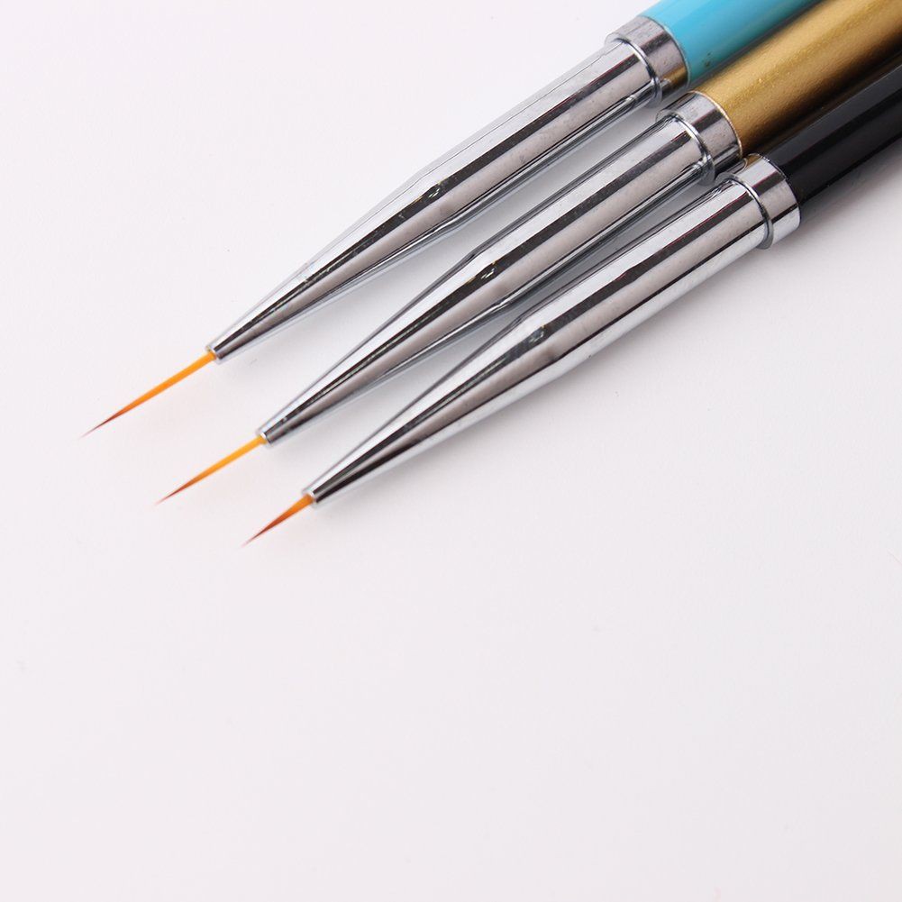 Detail 3 pcs detailed brush liner nailart nail painting kuas garis Produk Good Quality