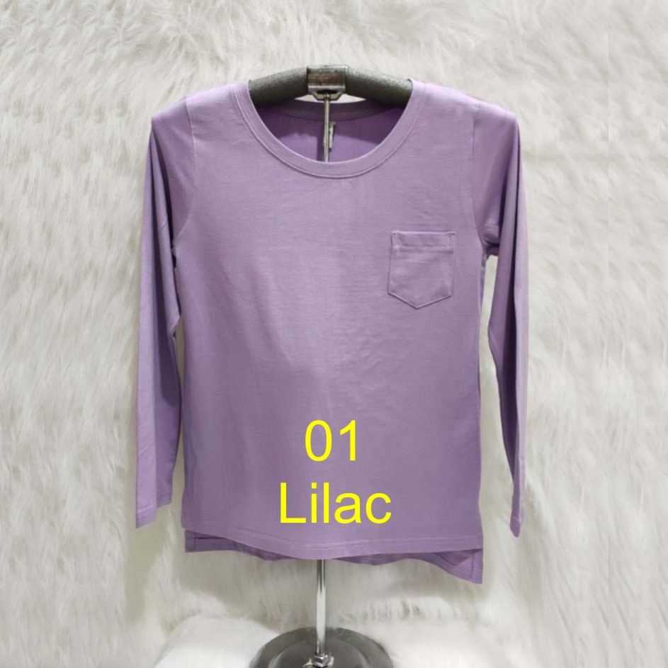 KAOS ATASAN WANITA TSHIRT POLOS LENGAN PANJANG LILAC