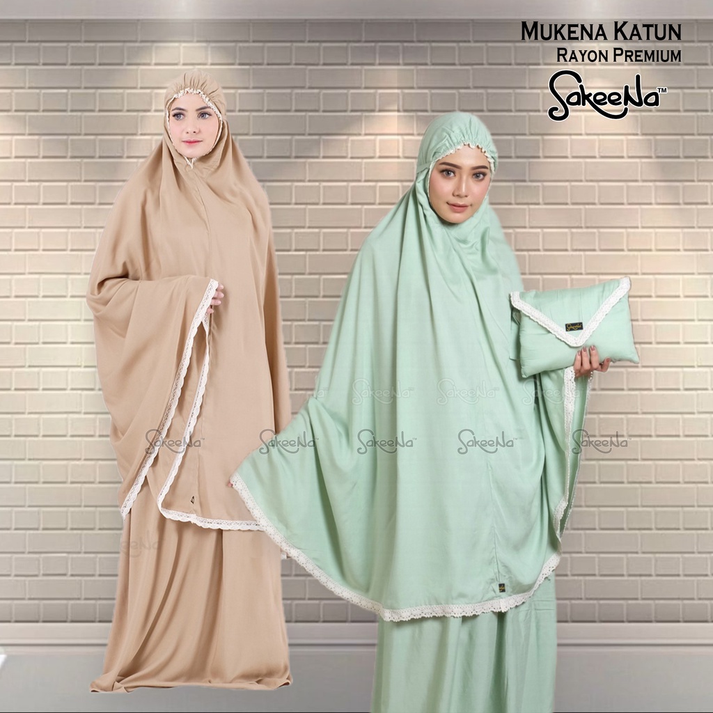 Mukena Katun Rayon Premium Dewasa Polos Jumbo Traveling Sakeena