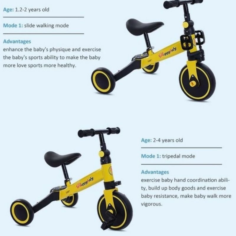 Sepeda Anak Roda Tiga (3 in 1) Sepeda Keseimbangan anak balance bike