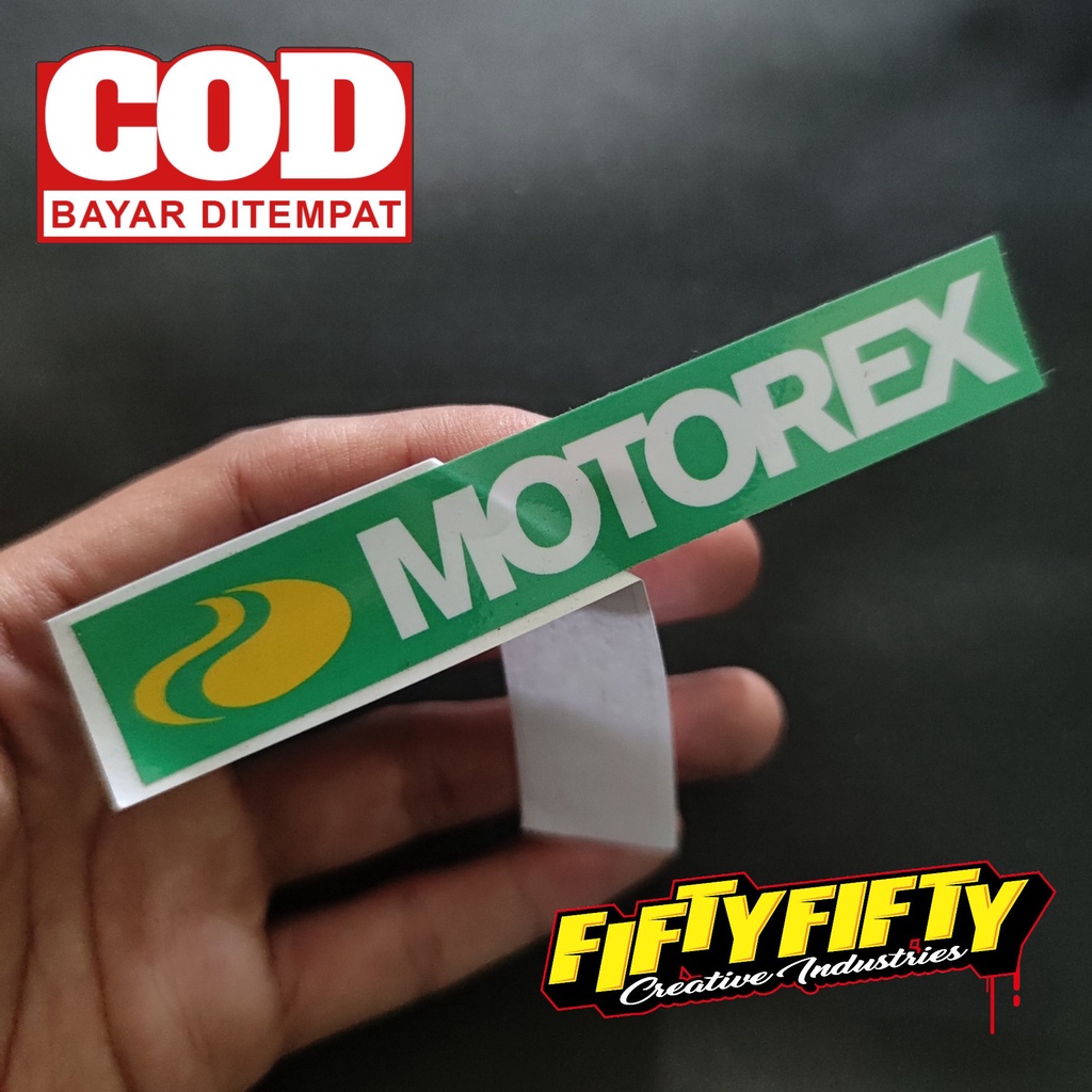 Stiker Print Cut MOTOREX Stiker Printing Laminasi Glossy Tahan Air Stiker Motor Mobil Helm Sudah Membentuk Pola Desain