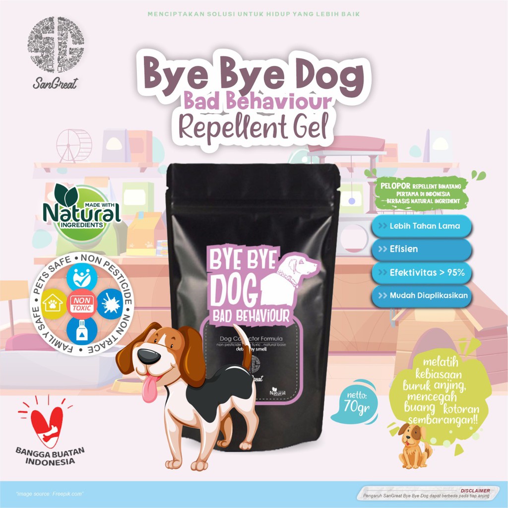 SanGreat Bye Bye Dog Bad Behaviour Paket gel 70 gr dan Spray 100 ml  dog repellent pengusir anjing