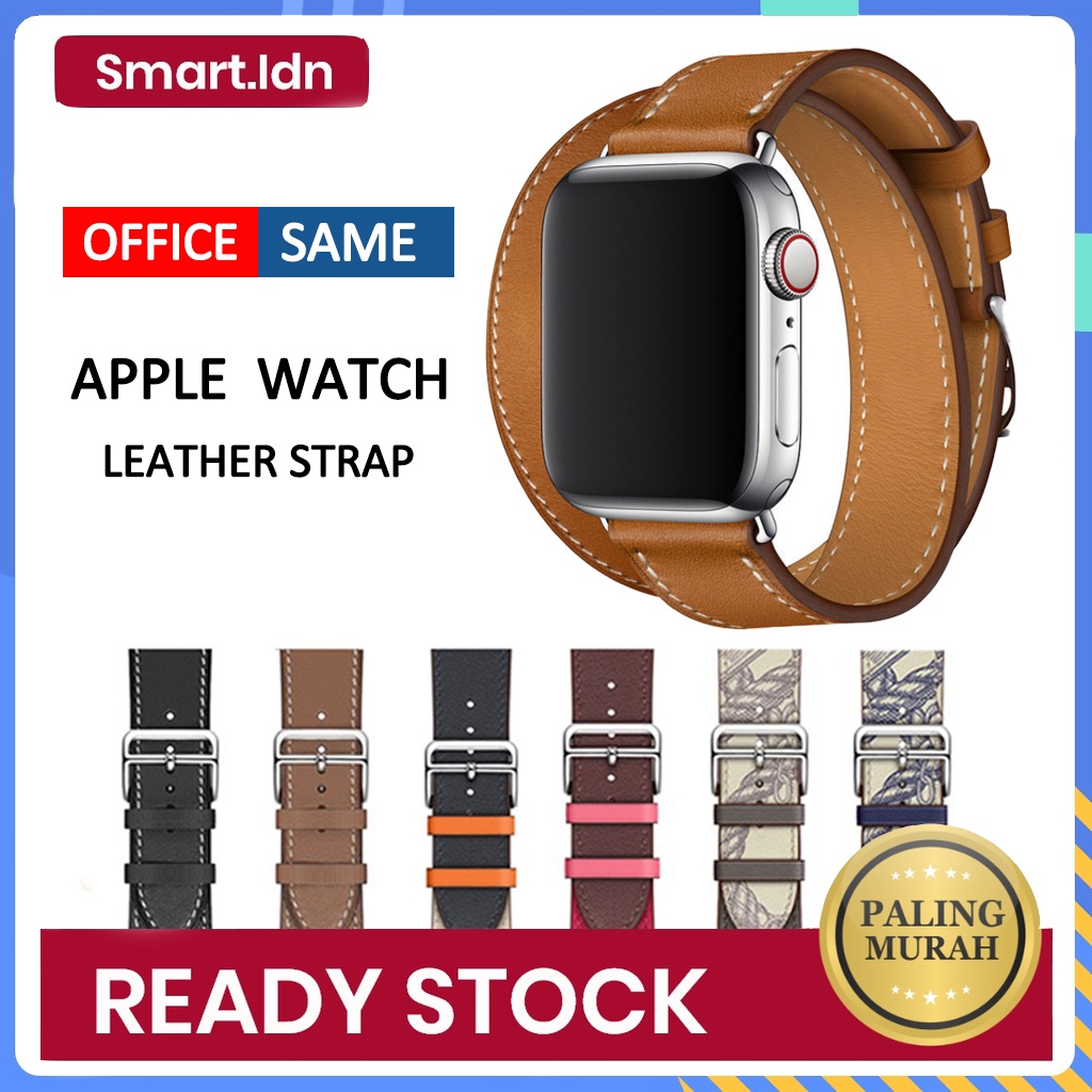 Leather Strap Double Ring Band iWatch Series 38mm 40mm 41mm 42mm 44mm 45mm 49mm