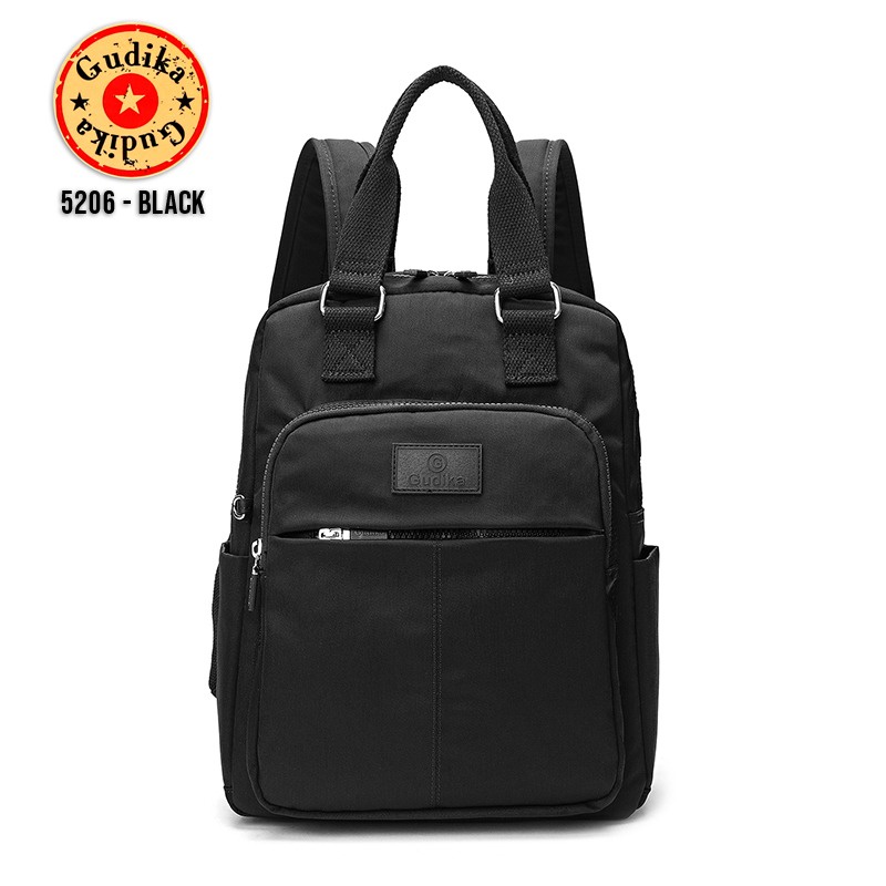 GUDIKA 5206 - Tas Ransel Laptop Wanita Kekinian Import Original Terbaru Bahan Nilon Waterproof Anti Air Premium Korea bisa muat banyak barang banyak slot kocek terlaris - tas wanita - tas cewek - tas kerja - tas laptop - rangsel - gudika bag - tas gudika-BLACK