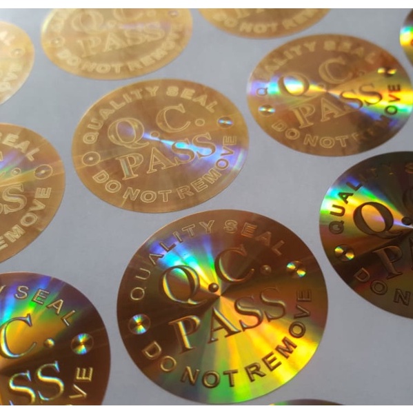 

Stiker Hologram QC Pass Bulat Besar Gold Diameter 3 cm