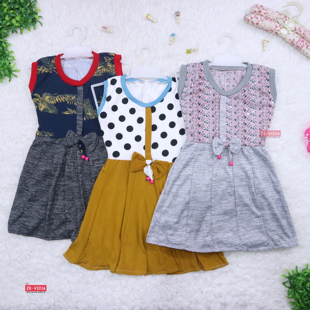 Dress Nabila Uk 5-6 Tahun / Dres Anak Perempuan Cewek Baju Motif Murah Casual Pesta Yukensi Adem