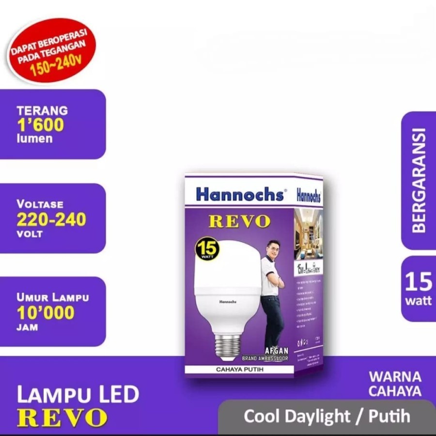 Hannochs Lampu LED Revo 15 watt cahaya Putih