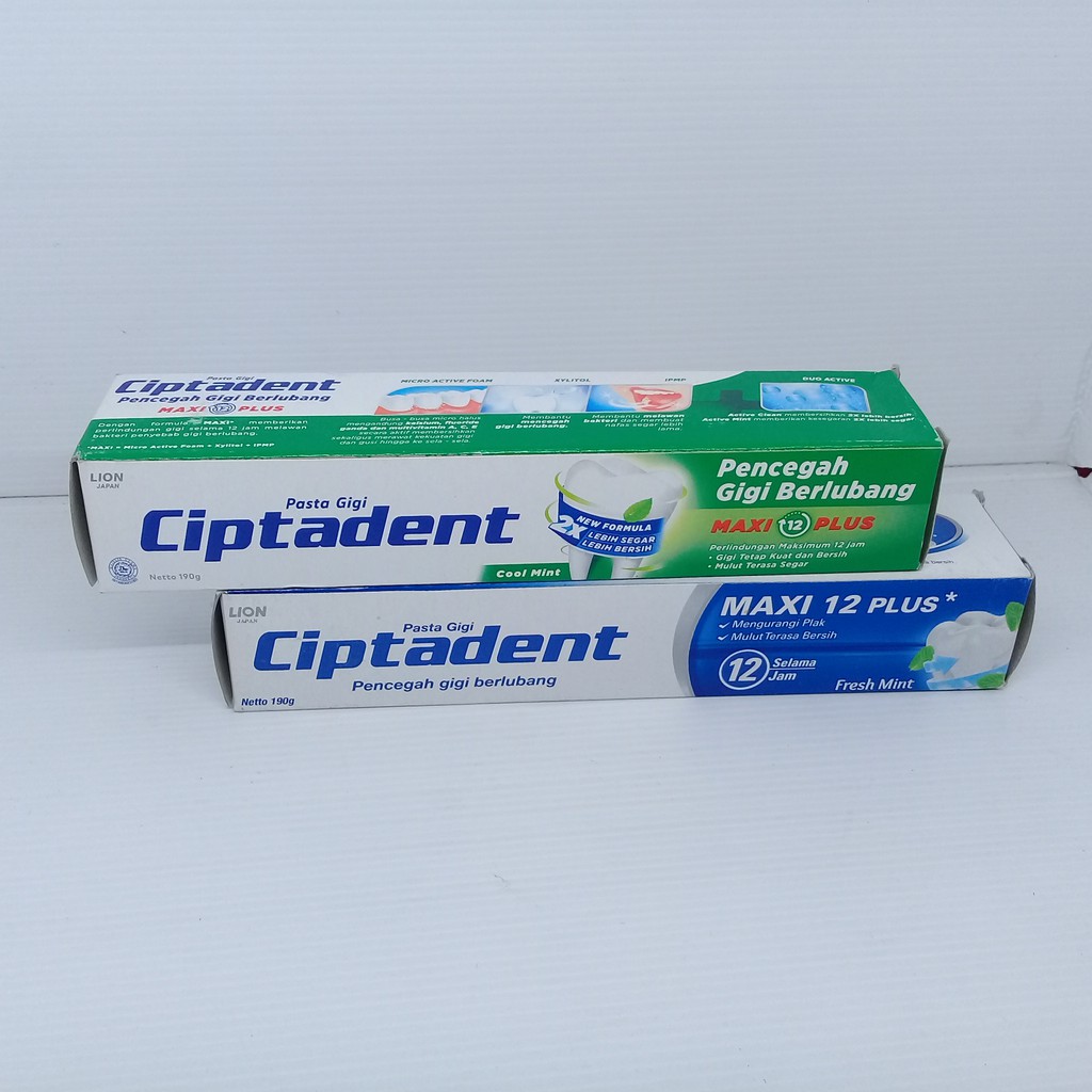 Ciptadent Fresh Mint Maxi 12 Plus / Cool Mint Pasta Gigi 190 gram