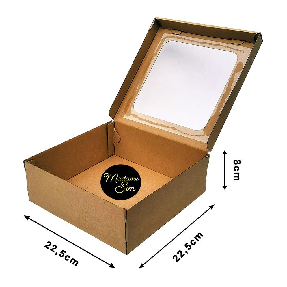 

Kotak Kue - Cake Box - Dus Bolu 22 X 22 X 8 Cm - Jendela (Isi : 10 Pcs)