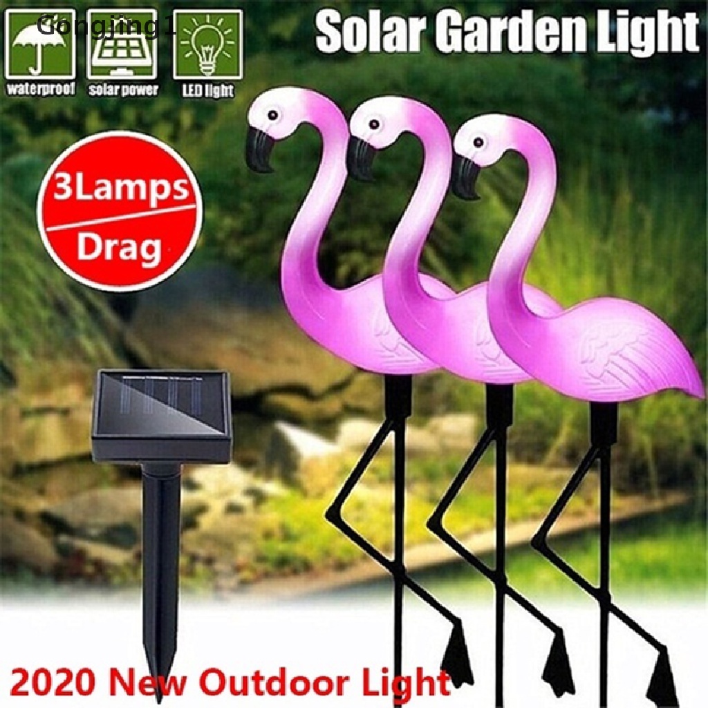 Gongjing1 Lampu Taman Led Tenaga Surya 3 Mode Bentuk Flamingo Untuk Outdoor