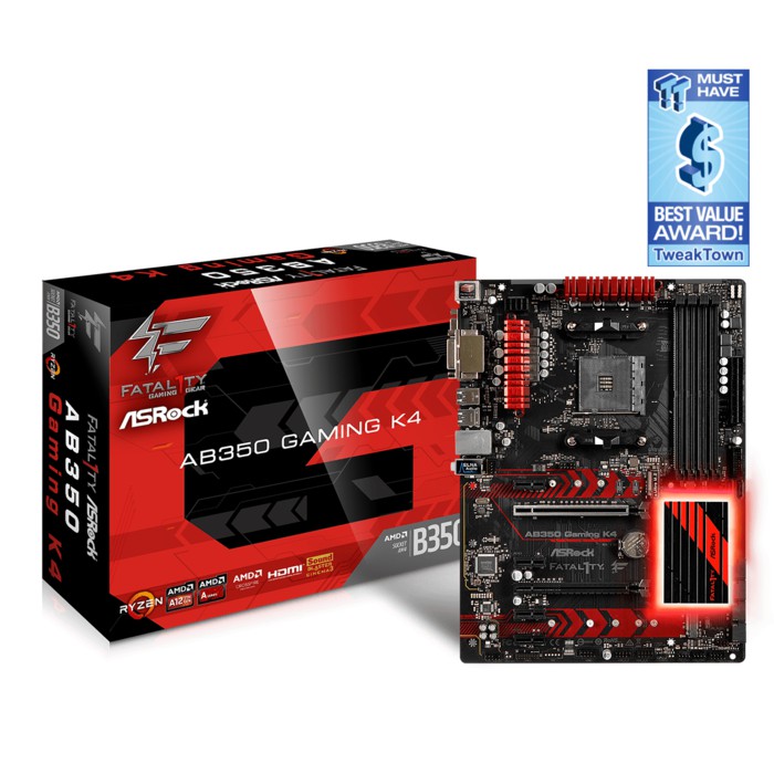 ASRock Fatal1ty AB350 Gaming K4 (AM4, AMD B350, DDR4, USB3.0, SATA3)