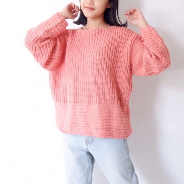Vintage House Kayra Oversized Sweater ((Sweater Rajut Wanita Korea / Korean Sweater)-4