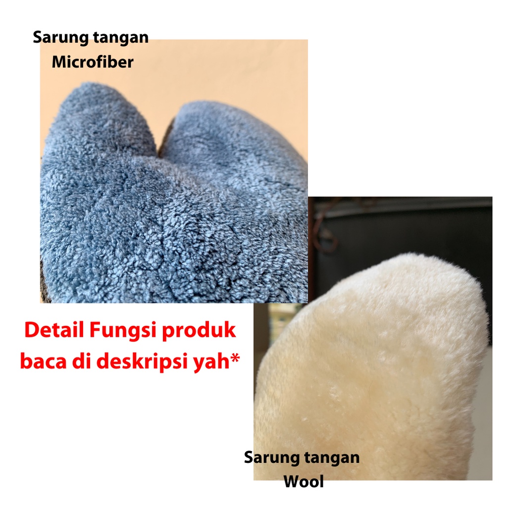 Sarung tangan microfiber / woll / cendol untuk cuci motor mobil / wash mitt