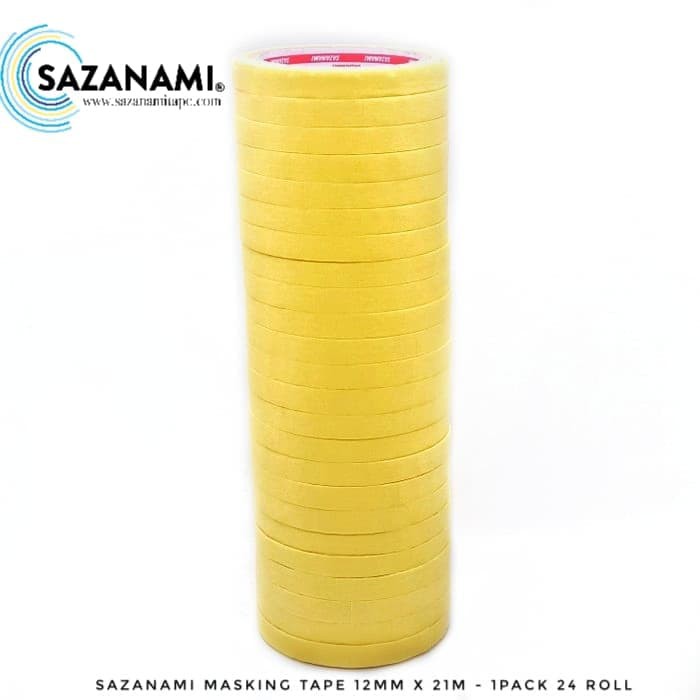 

HJK 1 Pack Lakban Kertas Masking Tape 1/2" Inch 12mm x 21m Sazanami Isolasi