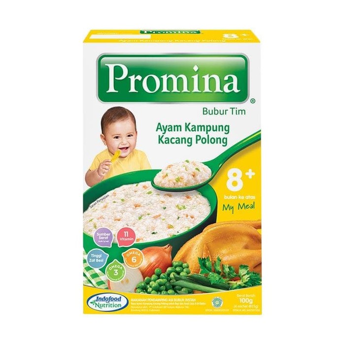 Promina Bubur Halal Mpasi Bayi Rasa AyamKampung&amp;Jamur 120gr 6+Bln AyamKampung&amp;Brokoli 120gr 6+Bln AyamKampung&amp;Polong 100gr 8+Bln AyamKampung&amp;Tomat 100gr 8+Bln CrealChocolate 100gr Smooth Kacang hijau Milky Beras Merah