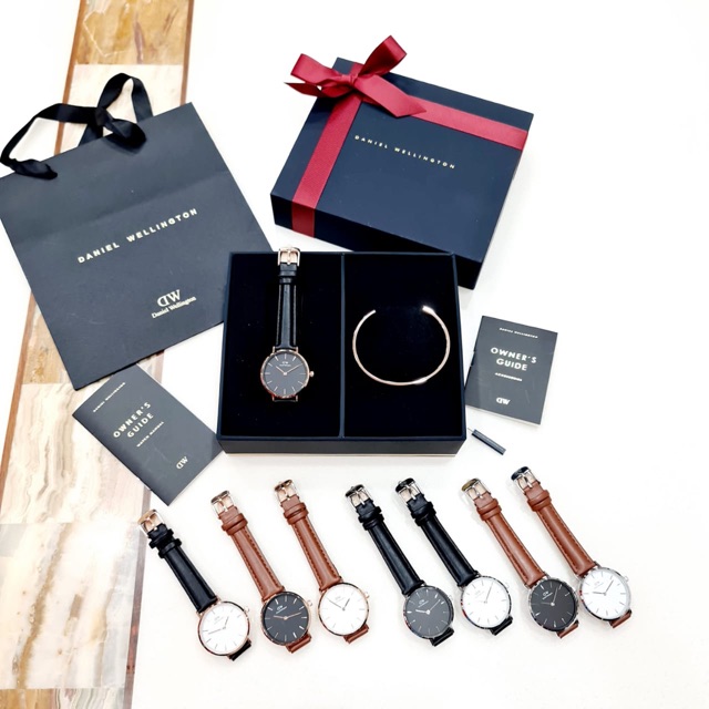 Jam Tangan Wanita Daniel Wellington (DW) Paket Jam Tangan + Gelang
