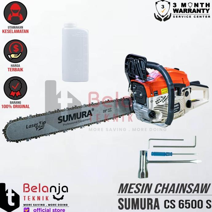 SUMURA Chainsaw CS 6500 S Mesin Gergaji Rantai CS6500S 22 Inch TERMURA ---Termurah---
