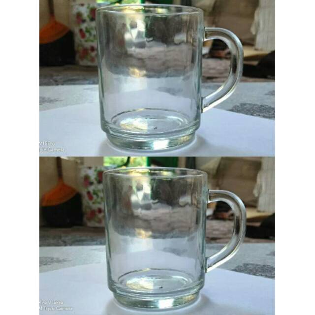 Terlaris !!! 6 Pcs Gelas Kopi Polos / Gelas Kopi Bergagang / Gelas teh / Gelas kopi polos gagang