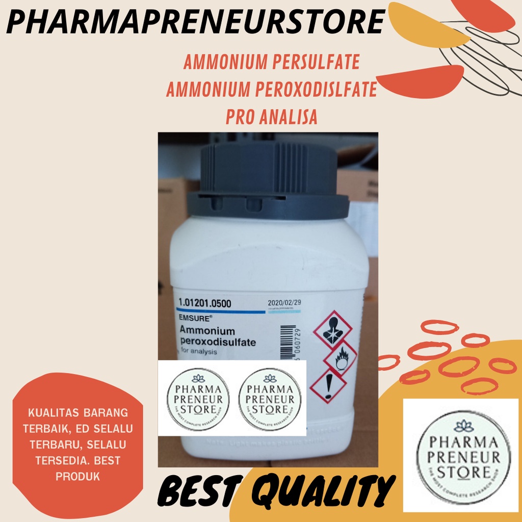 AMMONIUM PERSULFATE / AMONIUM PERSULFAT / AMMONIUM PEROXODISLFATE PRO ANALISA 50 GRAM DAN 100 GRAM MERCK BEST QUALITY