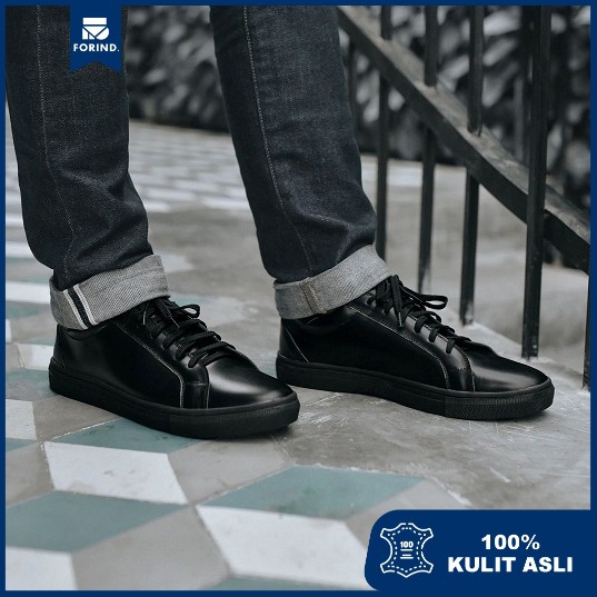 Blanco Black | Sepatu Sneakers Kulit Asli Hitam Casual Kasual Polos Ori Footwear | FORIND x Zapato