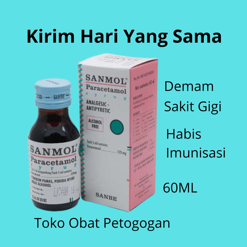 Sanmol Sirup 60 ml Obat Sakit Gigi Demam Penurun Panas Mencegah Bayi Kejang Toko Obat Petogogan