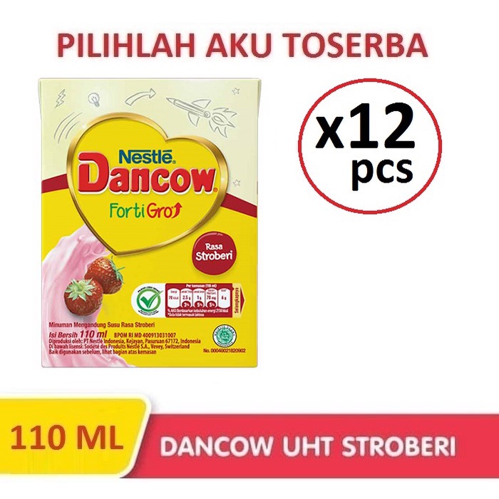 Susu DANCOW UHT STROBERI FortiGro - 110 ml ( HARGA PAKET ISI 12 )