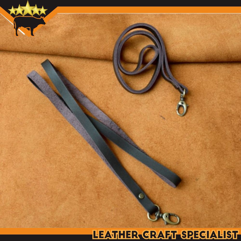 

LANYARD TALI ID CARD NAME TAG KULIT ASLI WARNA DARK BROWN KULIT SAPI ASLI