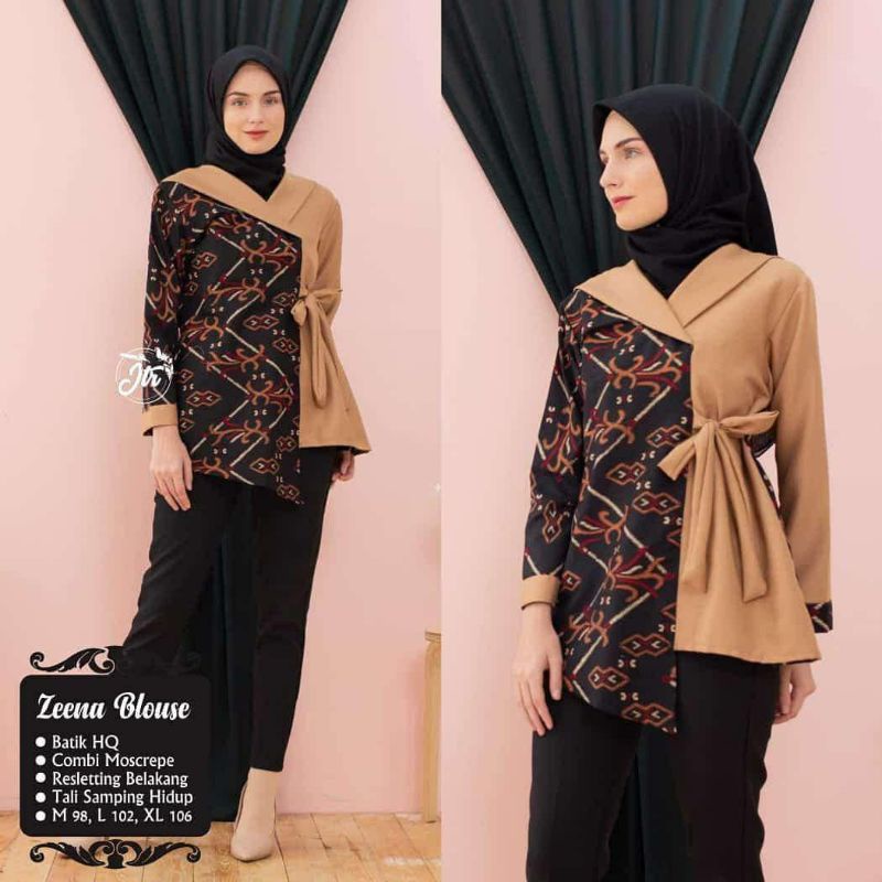 tey-17 Batik Wanita ASJ SA HRB026 Kenogo Kemeja Tosca Pendek-Zena moca