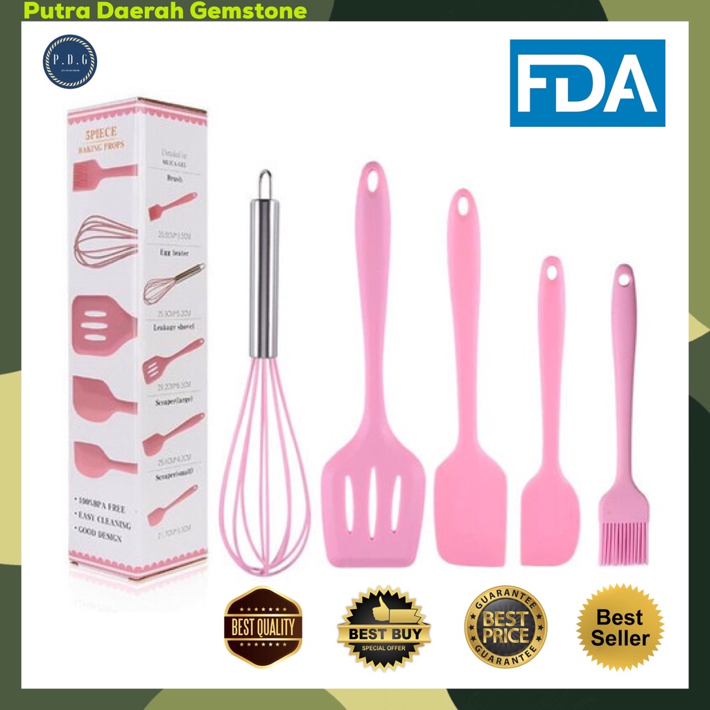 SPATULA SET 5 in 1 / Spatula SILIKON Tahan Panas / Sepatula Silikon/ Sutil Masak MURAH