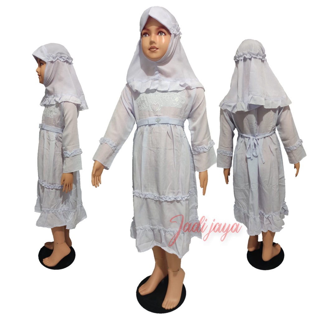 Gamis Putih Anak Perempuan Busana Muslim Putih Anak Baju Manasik Anak BAHAN Dobby
