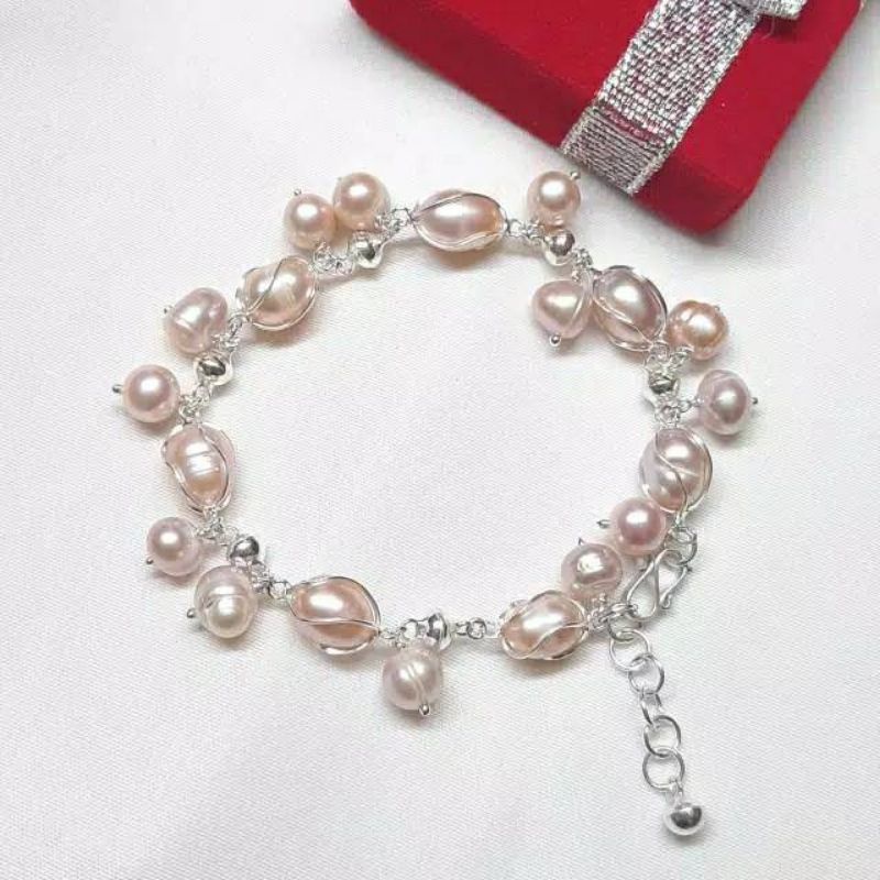 gelang perak mutiara asli lombok gelang paloma perak mutiara tawar