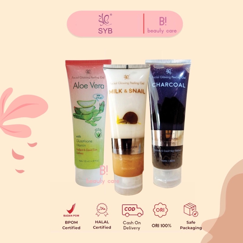 [READY SIAP KIRIM] SYB Facial Glowing Peeling Gel Aloevera | Milk &amp; Snail | Charcoal