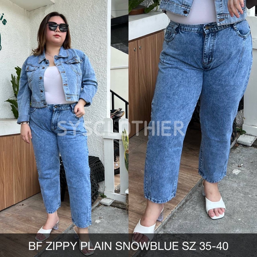 CELANA JEANS WANITA BF ZIPPY PLAIN-SYSCLOTHIER