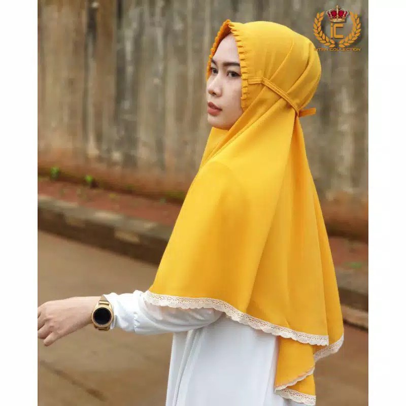 Bergo Maryam KCB Renda / Bergo Lipit Renda Bawah Diamond Premium