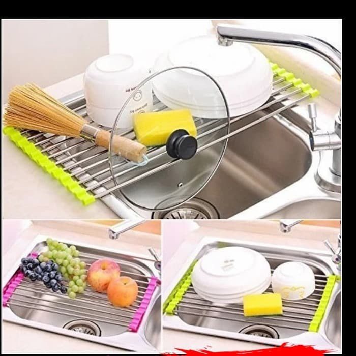 READY Stainless Steel Roll Draining Rack Fruit Vegetable Drain Shelf