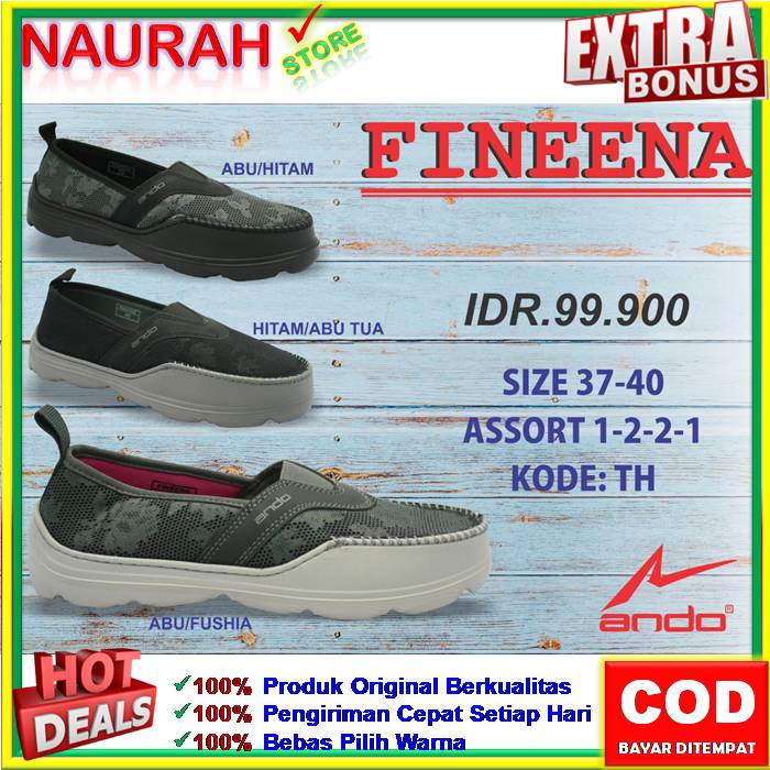 SEPATU WANITA ANDO MARTHA FINEENA ORIGINAL SLIP ON MODEL TERBARU RINGAN KUAT ELEGANT