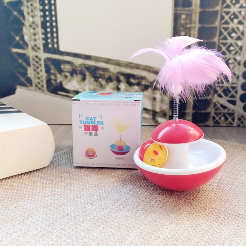 Mainan Tumbler Bulu Warna-Warni Tahan Jatuh Untuk Kucing