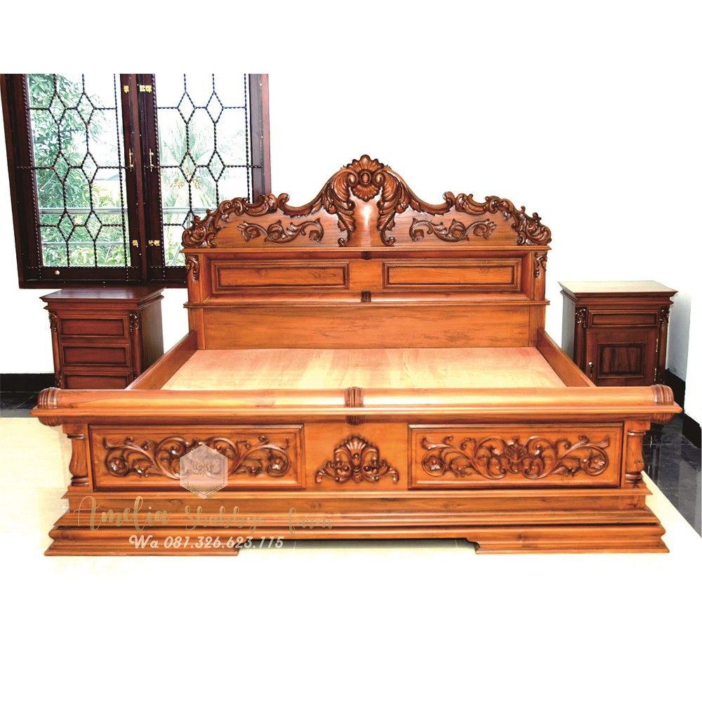 Dipan/Ranjang Peluru Kayu Jati 180x200 cm