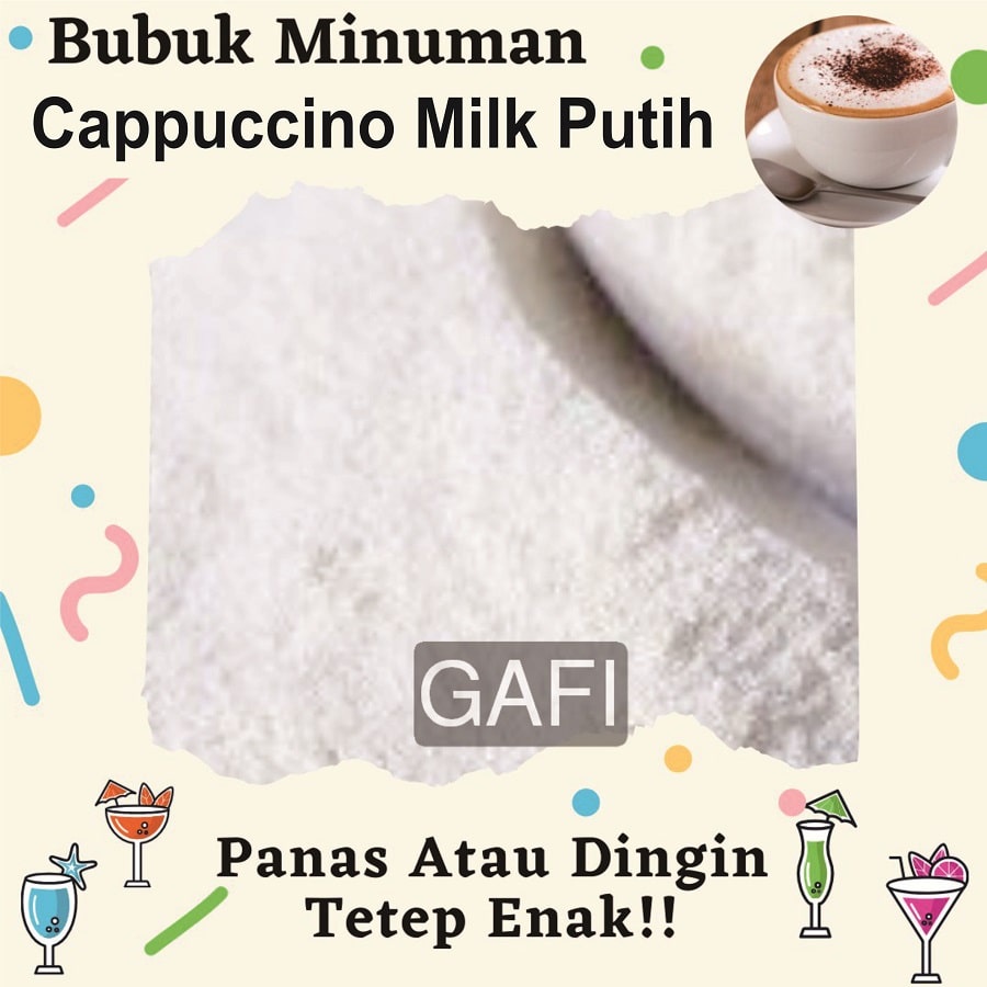 

Bubuk Minuman Rasa Cappuccino Milk Putih 1Kg Minuman Cappuccino Milk Putih Kiloan Drinking Powder 1 Kg Kekinian Boba Aneka Instan Murah Enak Terbaik Halal Premium Distributor Toko